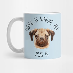 Home is Where My Pug Is Dog Breed Lover Watercolor Mug